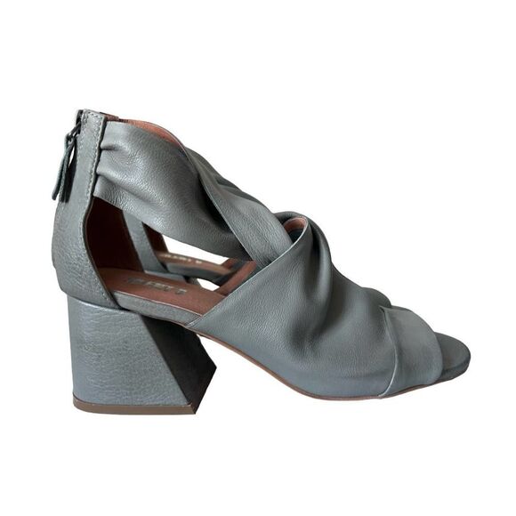 ANTHROPOLOGIE SILENT D GREY LEATHER HEELS SIZE 9 - Picture 1 of 8